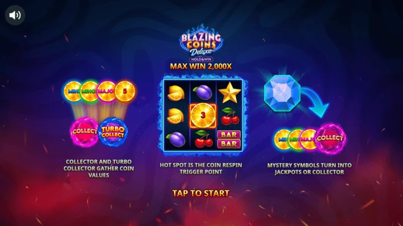 Blazing Coins Deluxe ana menü