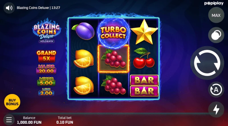 Blazing Coins Deluxe oyun ekranı